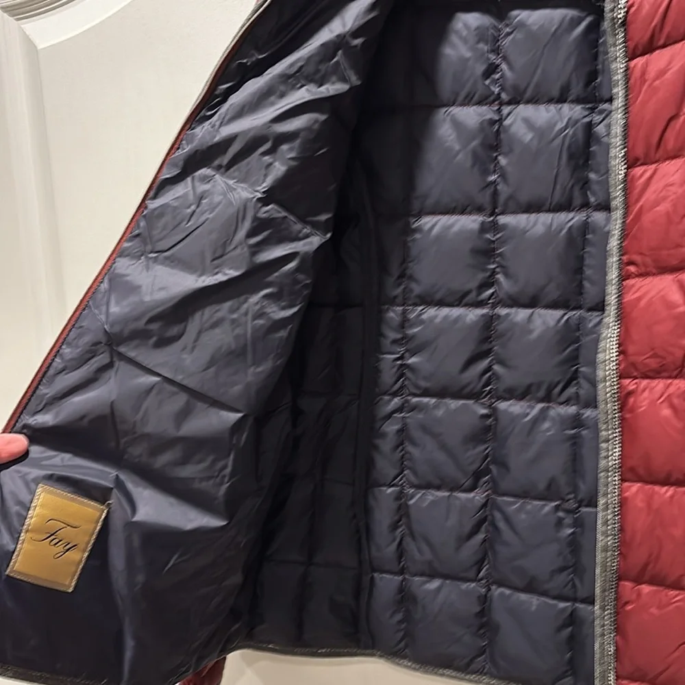 FAY ITALY LADIES BURGUNDY GRAY DOWN QUILT JACKET - Picture 8 of 14